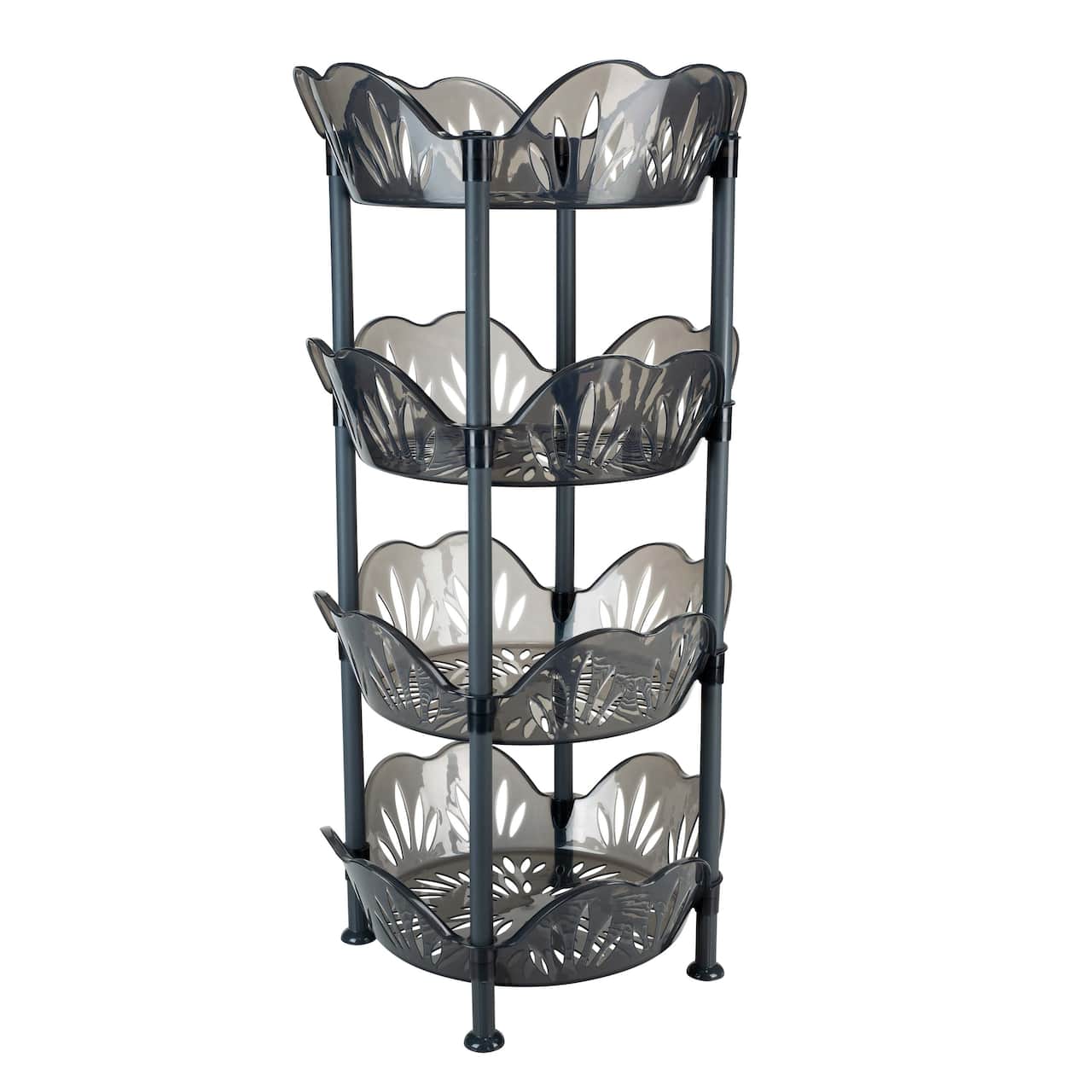 Kitchen Details Smoke Gray 4-Tier Large Basket Shelf